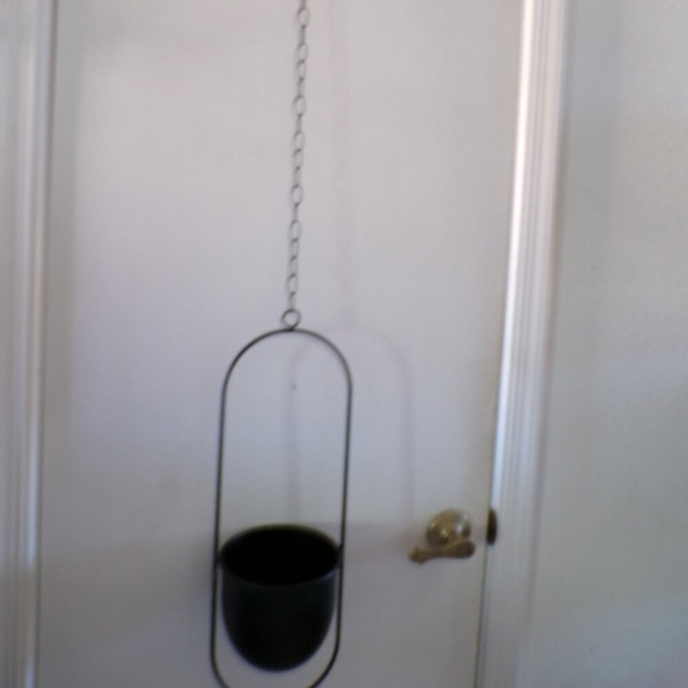 All Metal Hanging Planter Pot with Chain Garden Plants 38" Long New